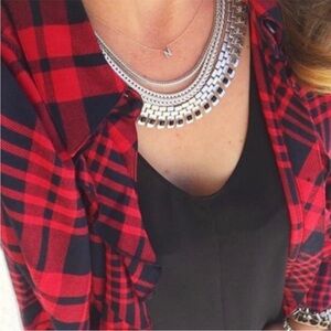 Stella & Dot Electra Silver Layered Statement Necklace